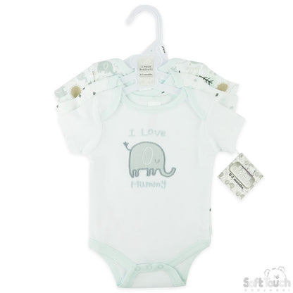 3 Pack Bodysuits Elephant (0-3 Months)-4CC205-BS