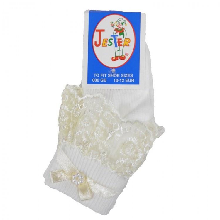 Girls Cream Jester Frilly Lace Socks - Kidswholesale.co.uk