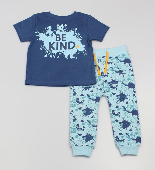 Toddler Boys Paint Splat Short Sleeve T-Shirt & Jogging Pants (1-3 Years)-GF3212