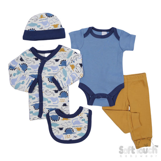 DINOSAUR TINY BABY BOYS 5 PIECE GARMENT SET (6pc Set) - PR29