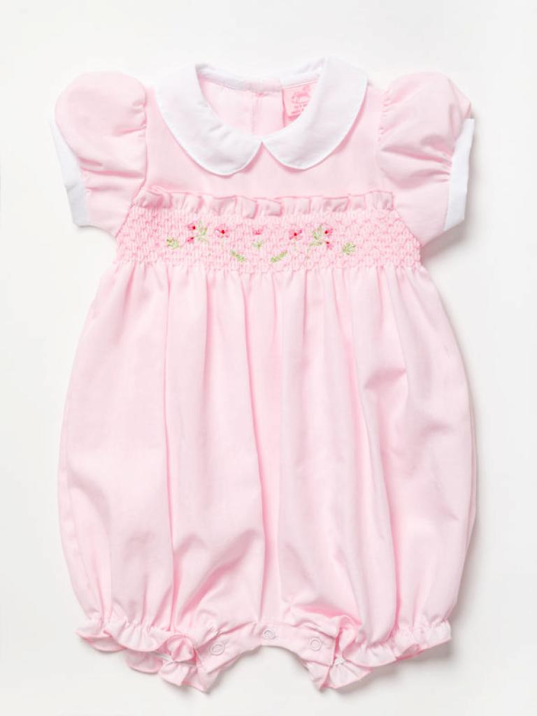 Smocked Romper - Flowers (0-9 Months) (PK6) A03215