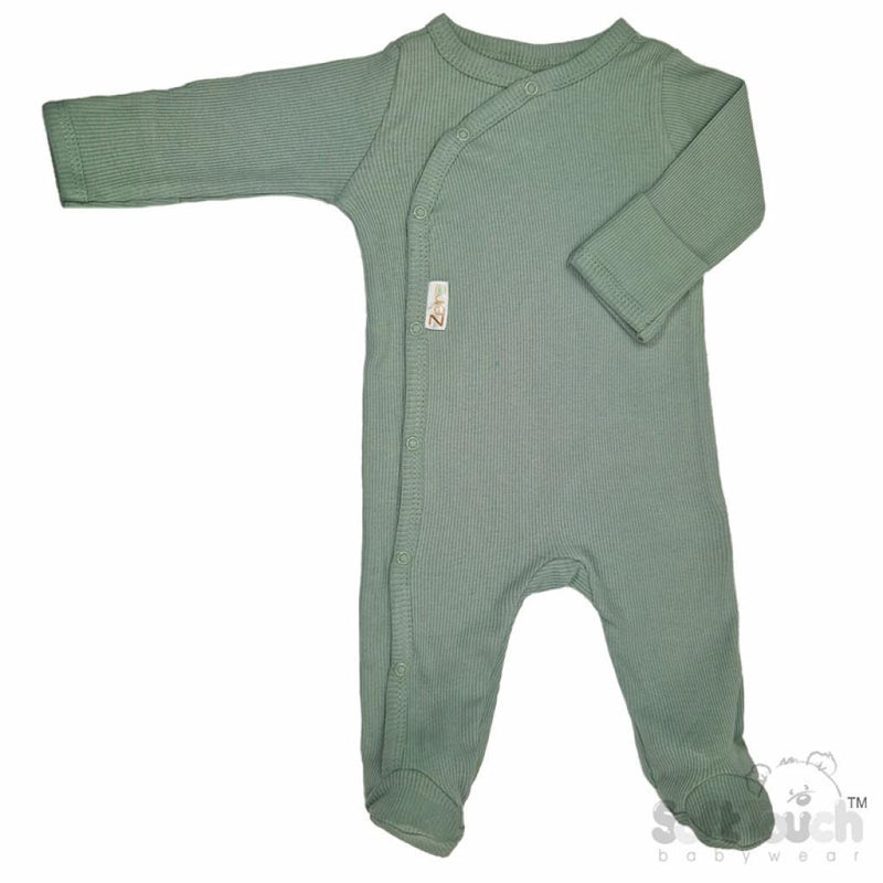 Baby Ribbed Sleepsuit - Sage Green (NB-3 Months) (PK6) SS4500-SG