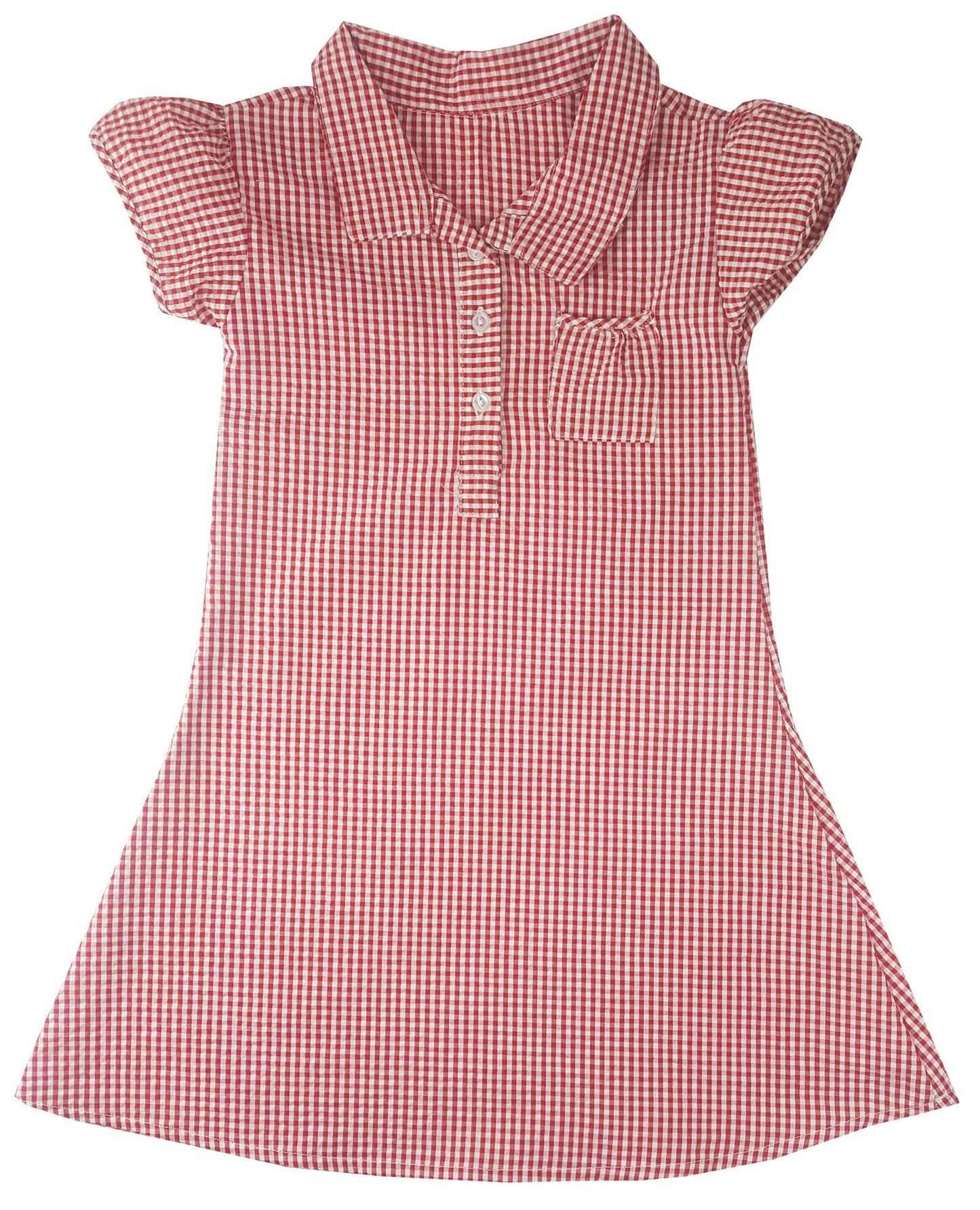 Girls Checkered Gingham Red School Dress (Style#0088) - Kidswholesale.co.uk