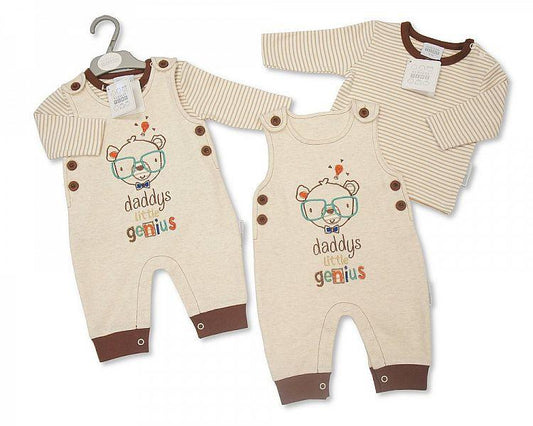 Baby Boys 2 pcs Dungaree - Daddy's Little Genius (Bis 2025 -1613) - Kidswholesale.co.uk