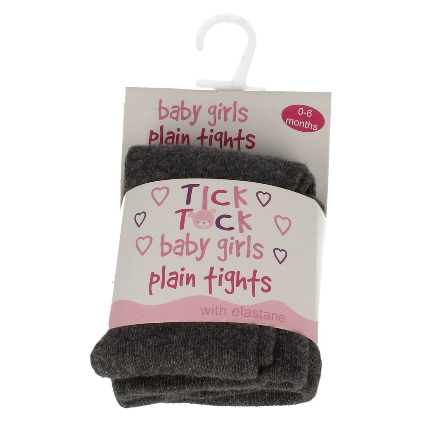 SOFT BABY GIRLS TICK TOCK PLAIN STRETCHY TIGHTS (45b033) - Kidswholesale.co.uk