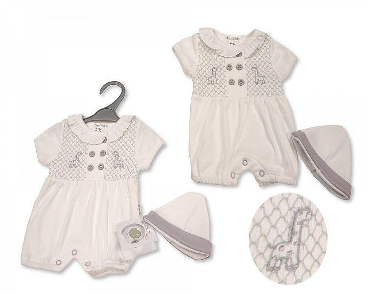 Smocked Premature Baby Romper with Hat - Giraffe (3-5 to 5-8Lbs)  Pb-20-543 - Kidswholesale.co.uk