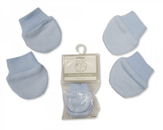 Premature Baby Scratch Mittens - Sky -(PK6) Pb 2015-402