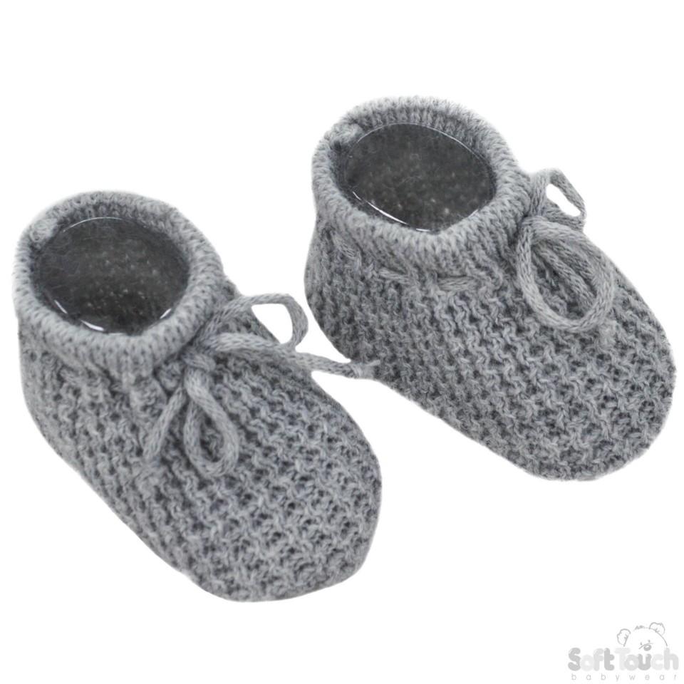 Grey Acrylic Baby Bootees S401-G - Kidswholesale.co.uk