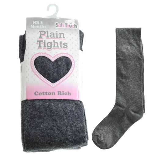 Plain Grey Cotton Tights - NB-3 Months - (T84-G) - Kidswholesale.co.uk